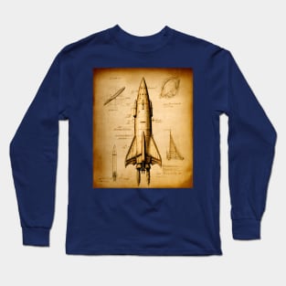 Rocket Drawing Two Engines Long Sleeve T-Shirt